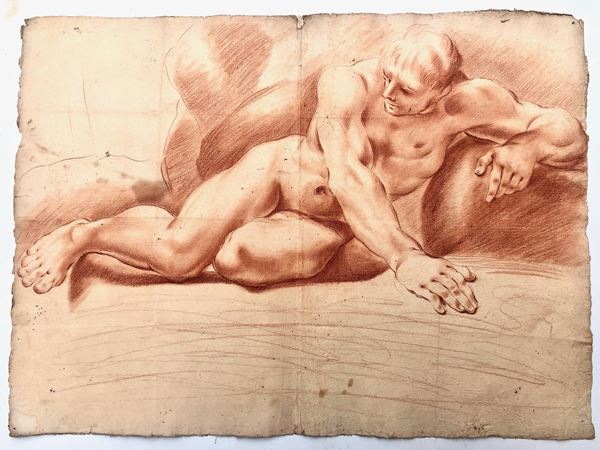 GRANDE SANGUIGNA NEOCLASSICA, NUDO MASCHILE SDRAIATO