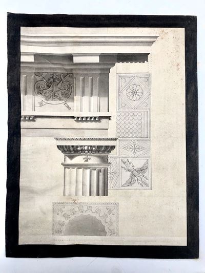 Domenico Moglia (1780 - 1862). Studio di un Tempio Classico. China, Firmato
