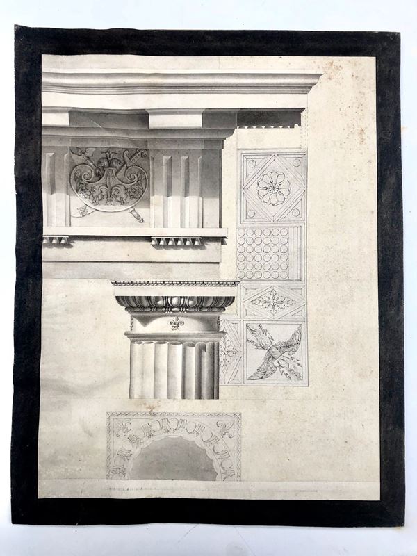 DOMENICO MOGLIA (1780 - 1862). STUDIO DI UN TEMPIO CLASSICO. CHINA, FIRMATO