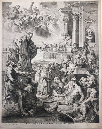 Da Peter Pauil Rubens (1577-1640), Grande e Fresca Stampa Miracolo di San Francesco Saverio
