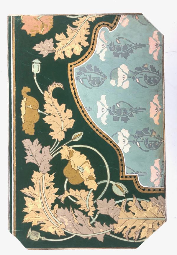 CARTELLA CON 7 FREGI REALIZZATI AD ACQUERELLO, LIBERTY