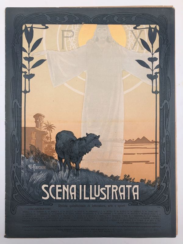 2 NUMERI DI SCENA ILLUSTRATA, LIBERTY, UNO CON COPERTINA DI EZIO ANICHINI
