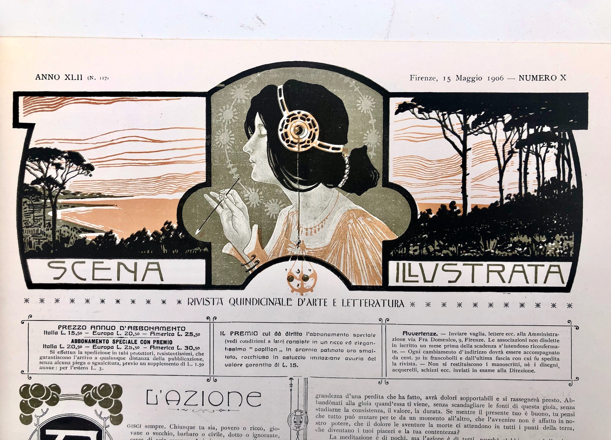 2 Numeri di Scena Illustrata, Liberty, uno con Copertina di Ezio Anichini