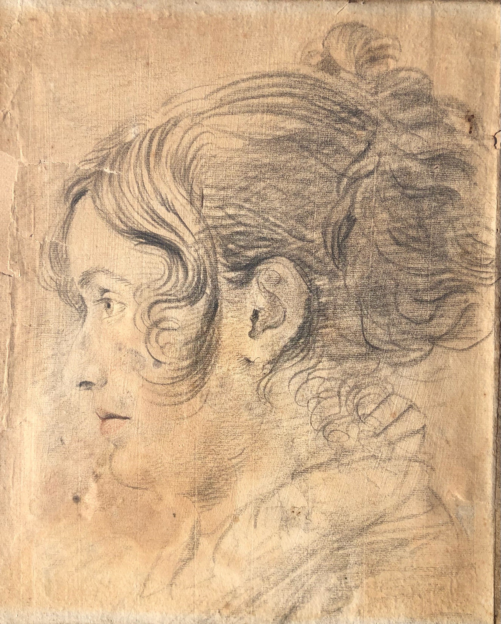 Antico Disegno Entro Elaborata Cornice Scolpita e Dorata