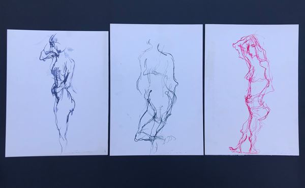 ERNESTO TRECCANI, 3 OPERE SU CARTA CON AUTENTICA