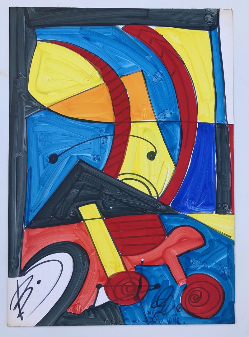 Aldo Gentilini : Composizione astratta  - tecnica mista su cartone - Asta Art & Trouvailles. Oltre 200 lotti ad offerta libera - Cambi Casa d'Aste