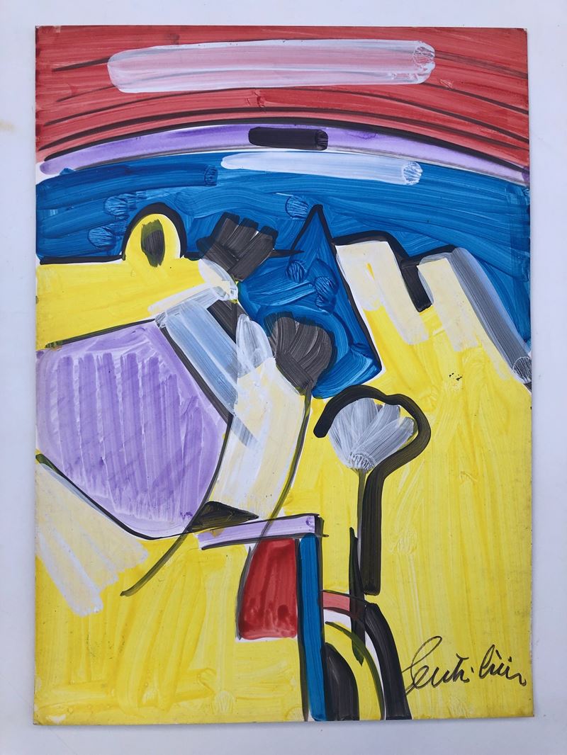 Aldo Gentilini : Composizione astratta  - tecnica mista su cartone - Asta Art & Trouvailles. Oltre 200 lotti ad offerta libera - Cambi Casa d'Aste