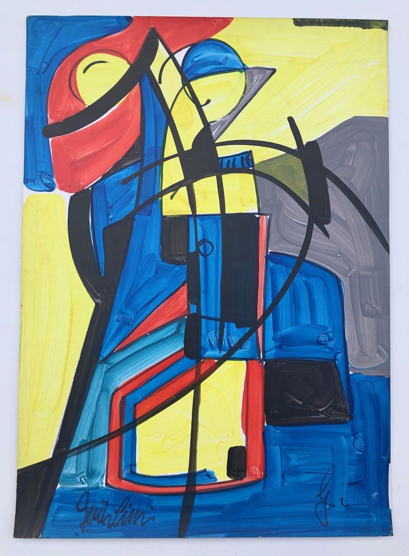 Aldo Gentilini : Composizione astratta  - tecnica mista su cartone - Asta Art & Trouvailles. Oltre 200 lotti ad offerta libera - Cambi Casa d'Aste