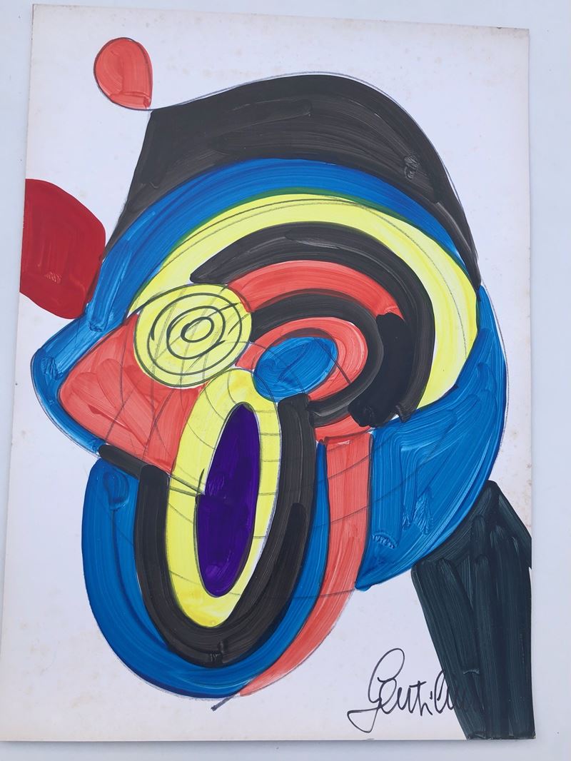 Aldo Gentilini : Composizione astratta  - tecnica mista su cartone - Asta Art & Trouvailles. Oltre 200 lotti ad offerta libera - Cambi Casa d'Aste