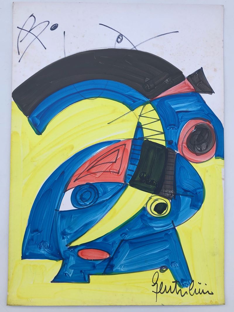 Aldo Gentilini : Composizione astratta  - tecnica mista su cartone - Asta Art & Trouvailles. Oltre 200 lotti ad offerta libera - Cambi Casa d'Aste