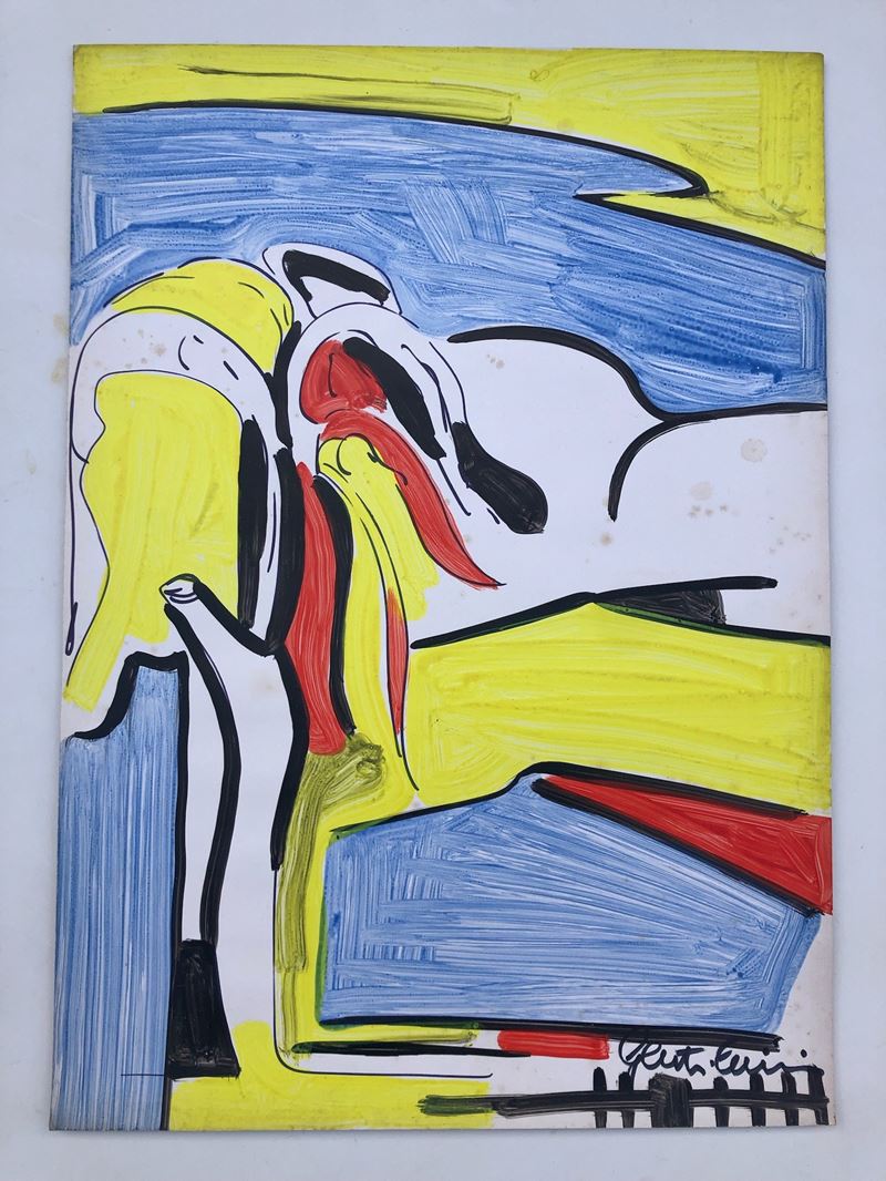 Aldo Gentilini : Composizione astratta  - tecnica mista su cartone - Asta Art & Trouvailles. Oltre 200 lotti ad offerta libera - Cambi Casa d'Aste