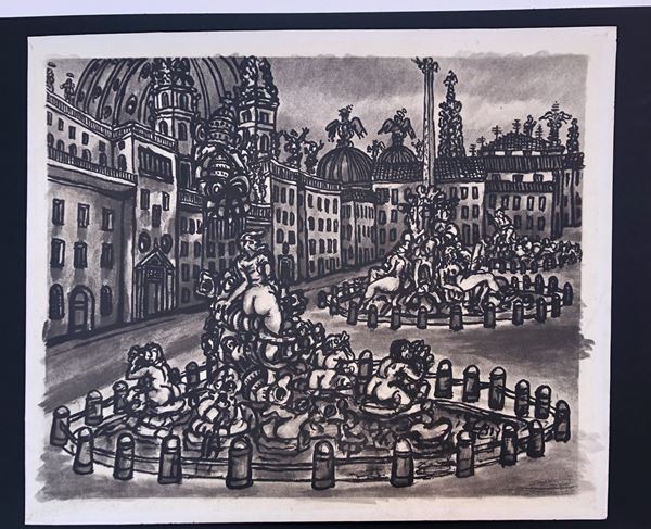 TONO ZANCANARO (1906-1985) PIAZZA NAVONA, 1966