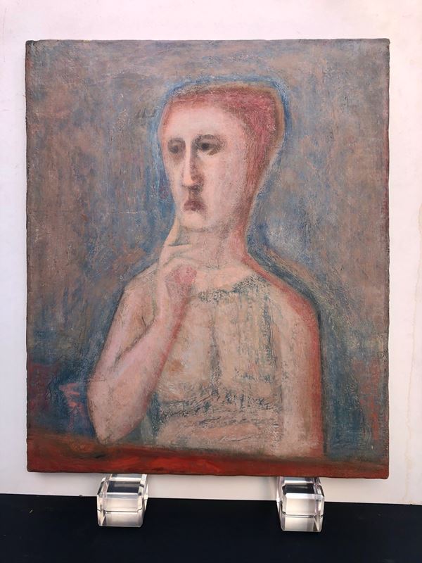 FRANCO BASSI (Milano 1920 - 2006) RITRATTO DI SIGNORA 1944, cm 50 x 70