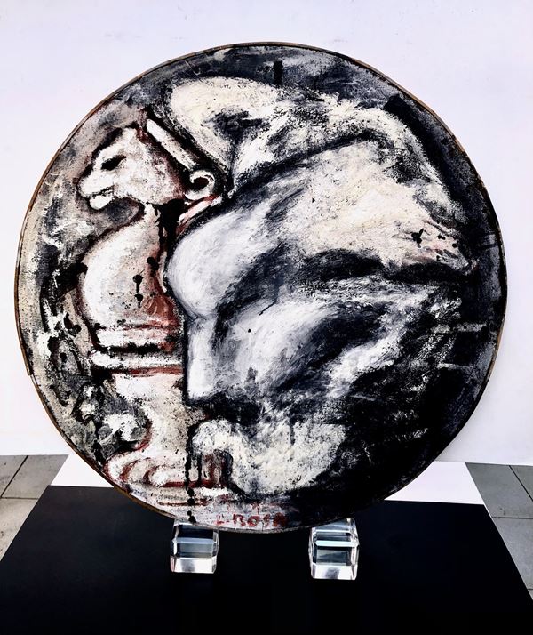 PITTORE VENETO (?), 1950 ca., 2 DIPINTI ROTONDI, Olio su tela, diametro cm 64