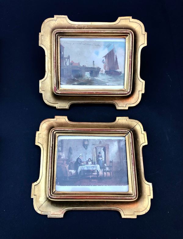COPPIA DI PICCOLE CORNICI SAGOMATE, XIX SECOLO
