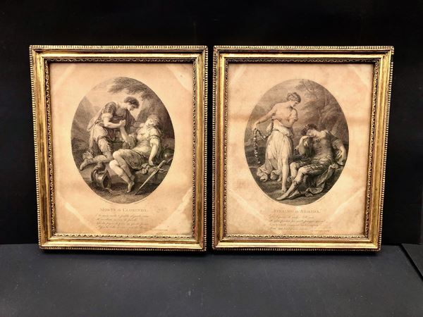 FRANCESCO BARTOLOZZI (1727-1815), 2 INCISIONI, 1785, cm 25,7 x 30,5,