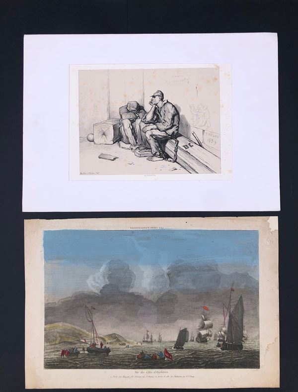 JEAN HEUDELOT (1730-1768) E EUGENE LE ROUX (1807 -1863), cm 49 x32,3; Forzati (foglio) cm 31 x 44,1