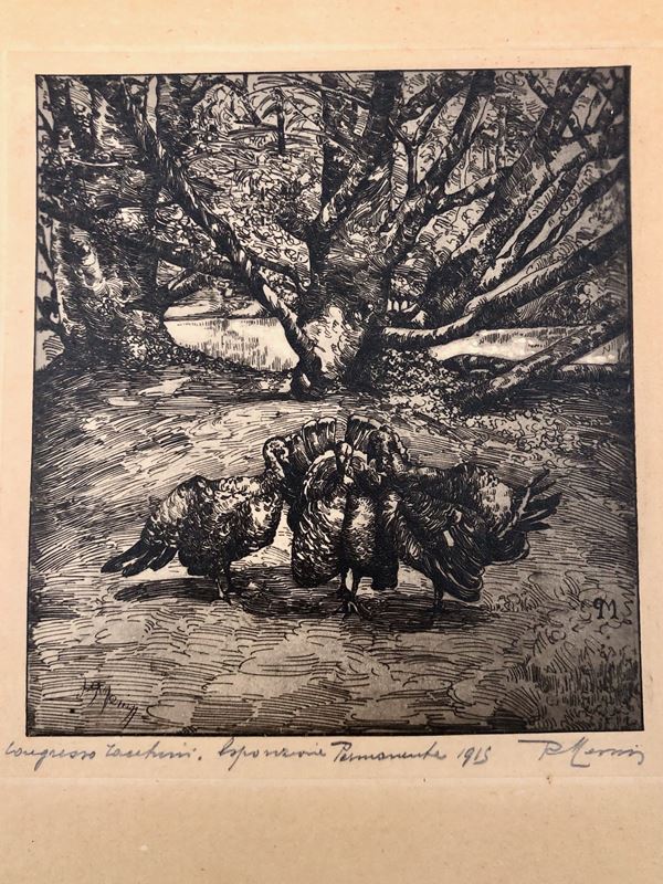 Lotto composto di 2 Incisioni di PERICLE MENIN (1880 - 1944), UNA DEL 1915