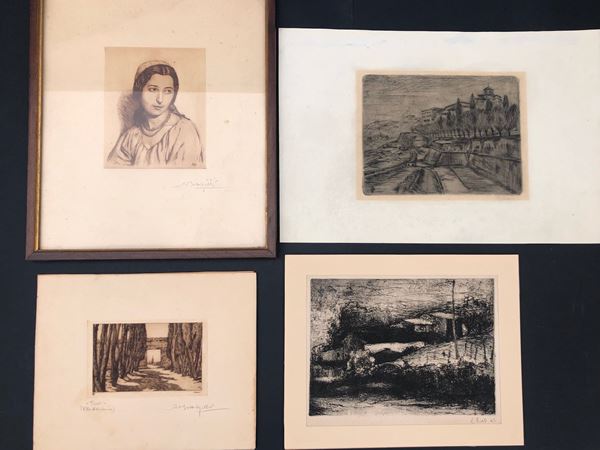 BOTTIGELLI, GUASTI, GHISLENI: 4 INCISIONI