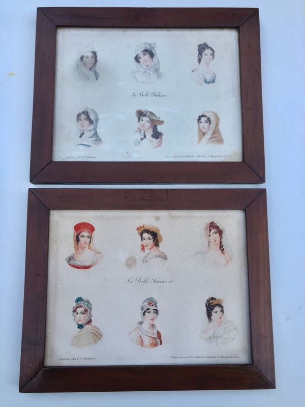 COPPIA DI RARE STAMPE A COLORI. MILANO PRIMA METÁ XIX SECOLO, Misure cornici cm 30 x 24