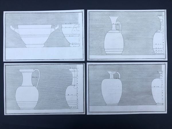 8 INCISIONI DALL’HAMILTON 1766, Misure 25,5 x 16 ca; 27,5 x 17.