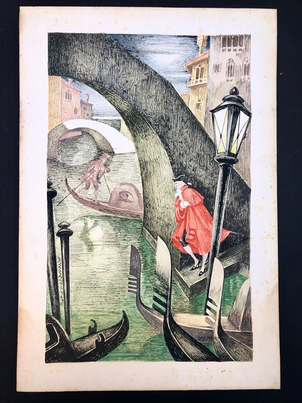 LUIGI MELANDRI (1892 -1955) CASANOVA, TEMPERA, cm 32 x 47,5