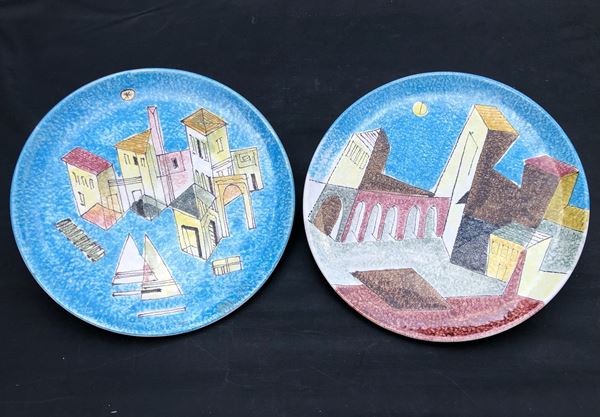 COPPIA PIATTI DIPINTI, 1950 Ca.