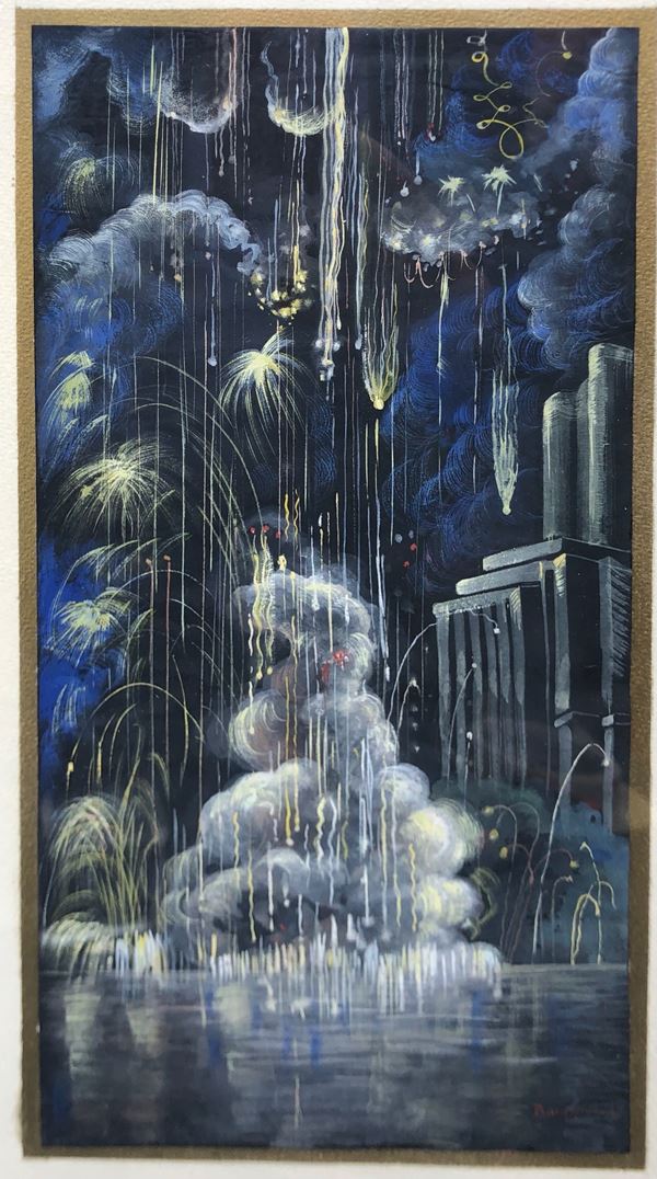 CARLO (?) BARAGIOLA TECNICA MISTA, 1947, Misure dell’opera cm 27,5 x 14; cornice cm 48 x 34