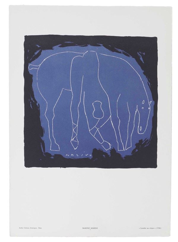 MARINO MARINI, CAVALIER AU CIRQUE, 1946, STAMPA D’ARTE, cm 50 x 35