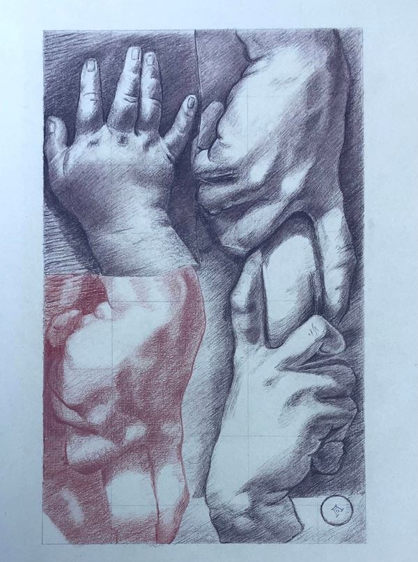 STUDIO DI MANI, DISEGNO, SIGLATO AS