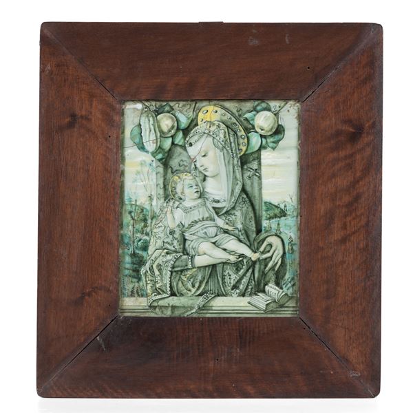 Targa raffigurante "Madonna col Bambino", XX secolo.
