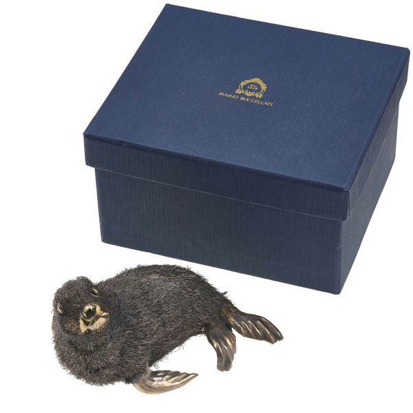 Sterling 925 "seal". Signed Mario Buccellati. Fitted case