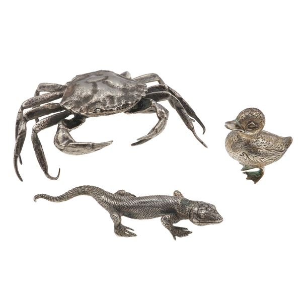 Three silver animals. Signed M. Buccellati