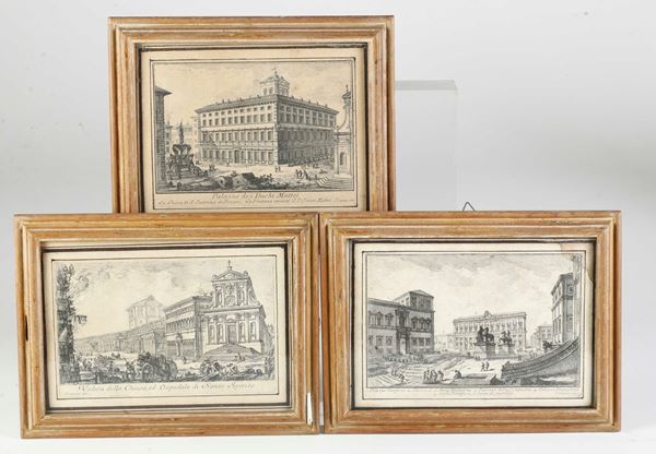 Piranesi Giovanni Battista (1720-1778) Palazzo dei Duchi Mattei / Palazzo Pontificio.. / Veduta della Chiesa, ed Ospedale di Santo Spirito