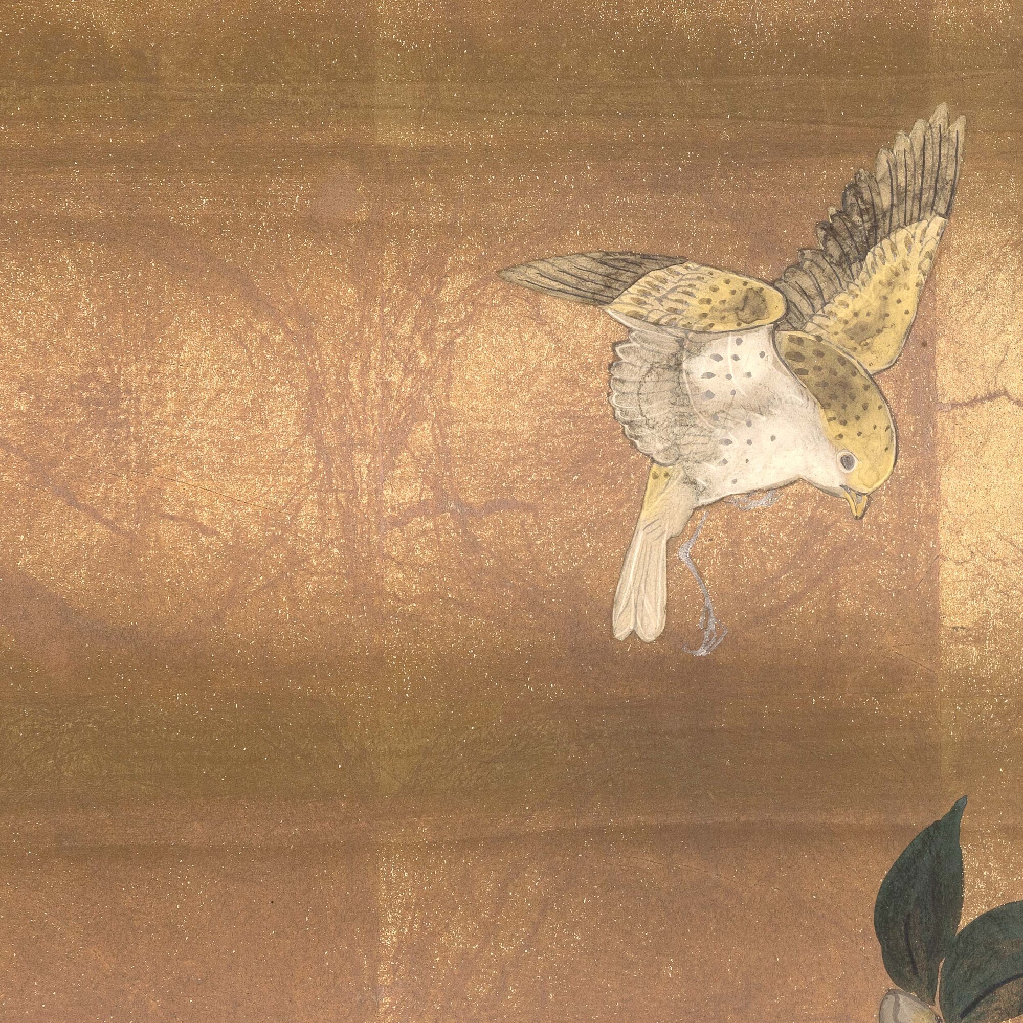 Paravento a Quattro Ante Raffigurante Albero con Fiori e Iscrizioni, Giappone, Periodo Meiji (186...