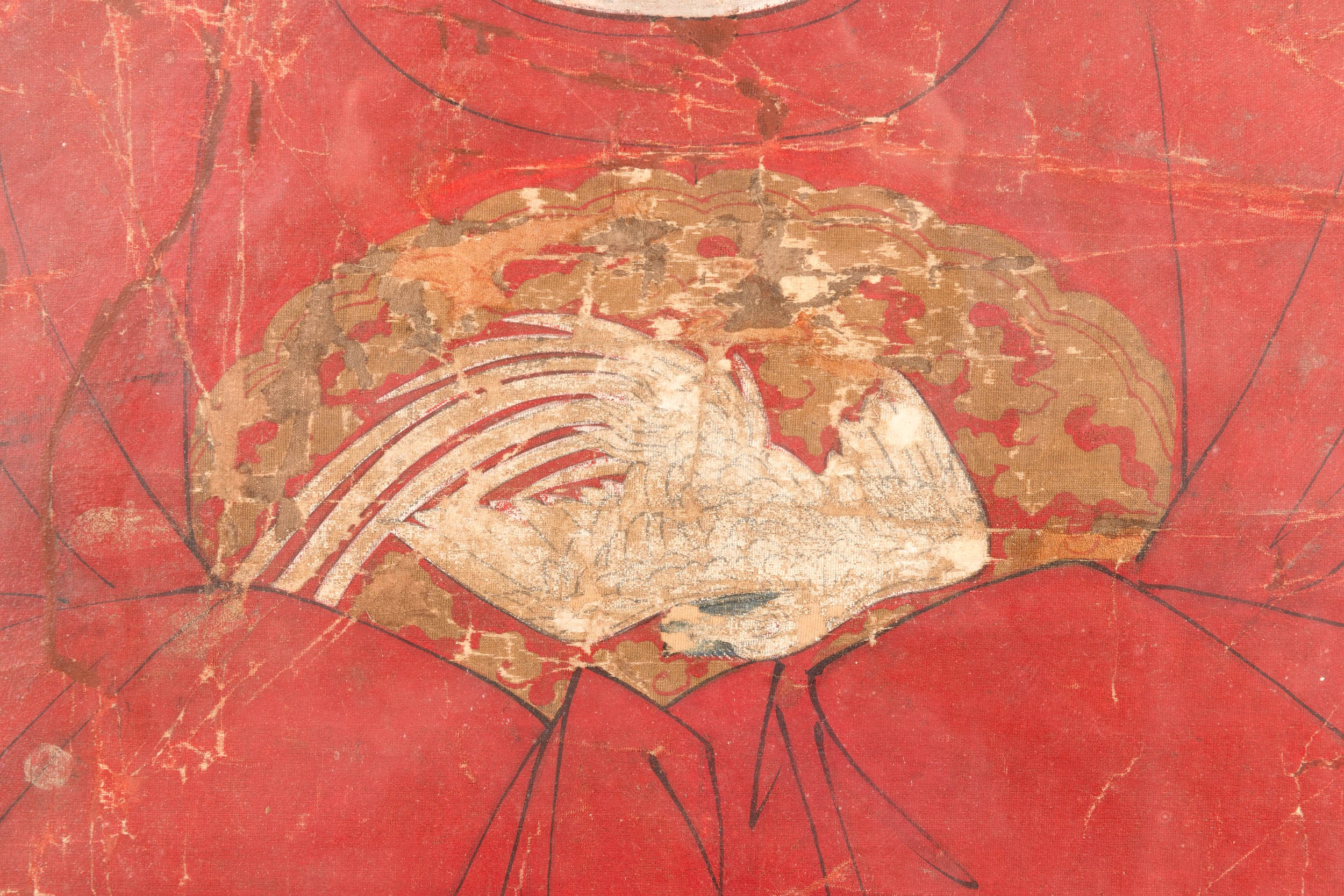 Dipinto su Seta Raffigurante Nobildonna con Colomba, Cina, Dinastia Qing, XVIII Secolo