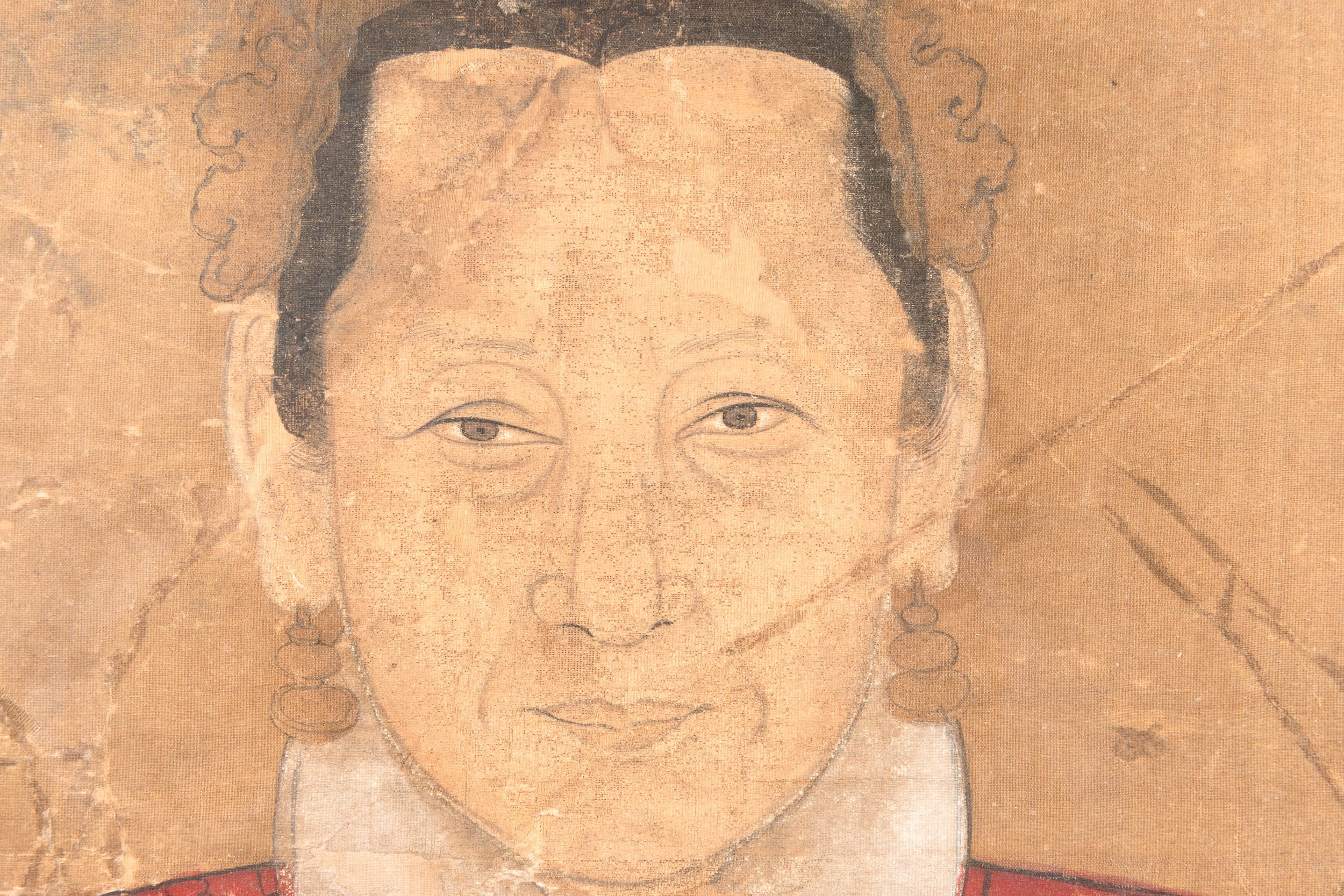 Dipinto su Seta Raffigurante Nobildonna con Colomba, Cina, Dinastia Qing, XVIII Secolo