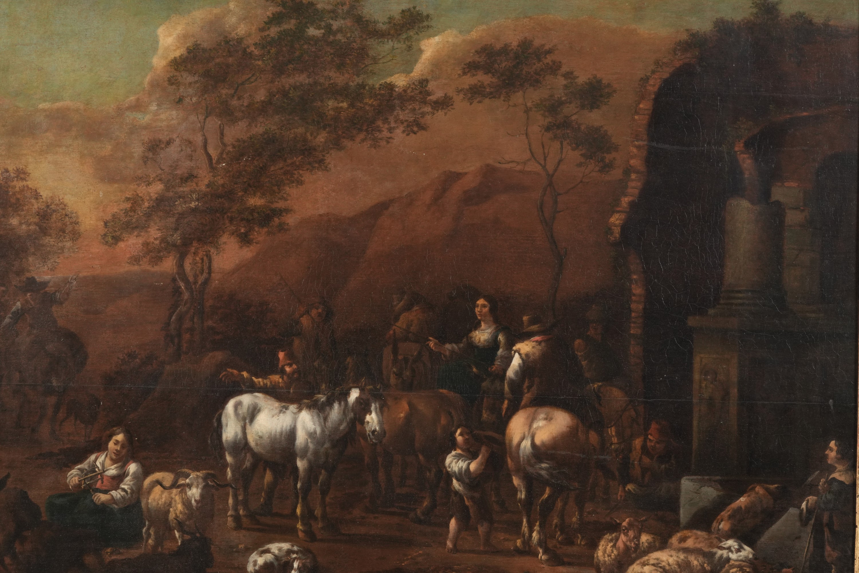 Claes Pietersz Berchem - Paesaggio con Pastori, Armenti e Rovine