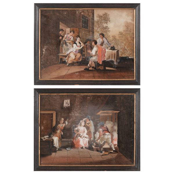 Scuola del XIX secolo Scene domestiche