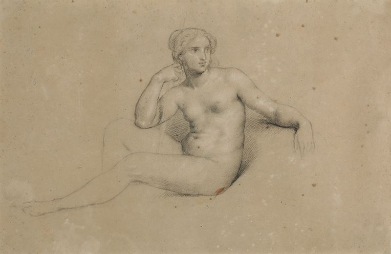 Andrea Appiani : Nudo femminile  - matita nera e bianca su carta - Asta Dipinti Antichi - I - Cambi Casa d'Aste