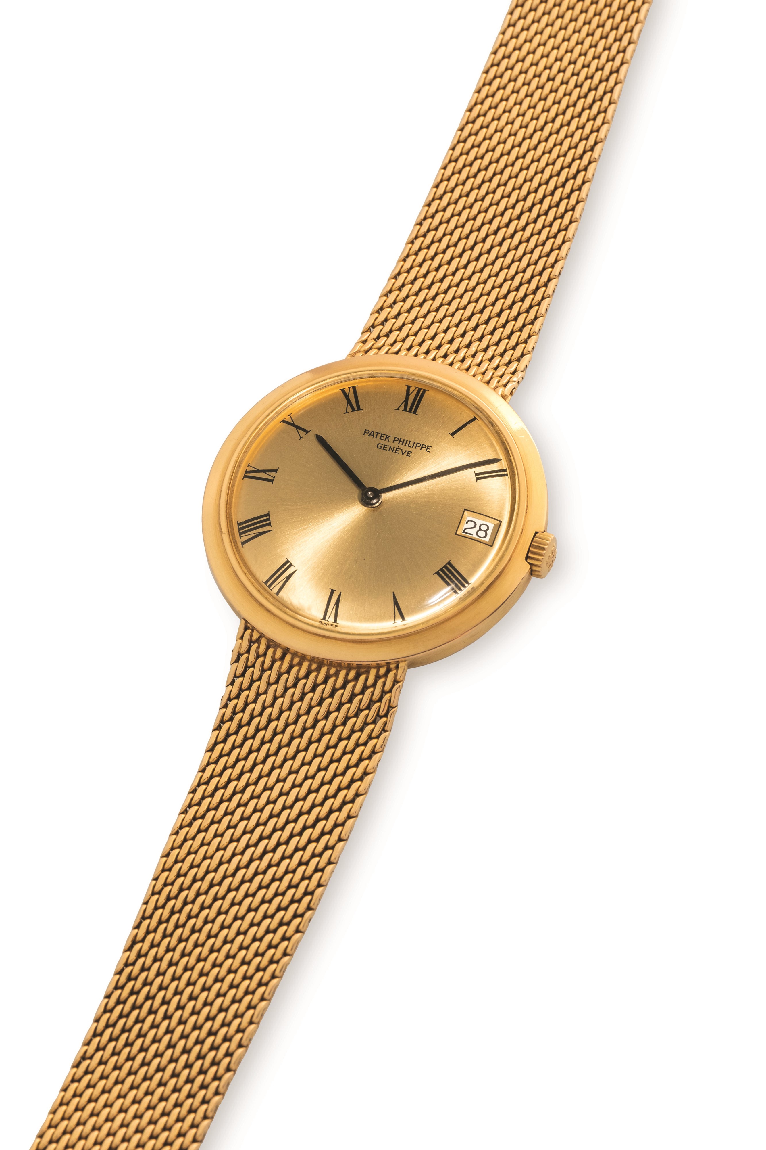 Patek Philippe - Calatrava ref. 3565 in oro giallo 18k, bracciale maglia 'Milanese', quadrante ch...