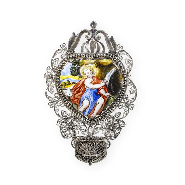 Sicilia XVII secolo. Apparentemente priva di punzonatura Acquasantiera