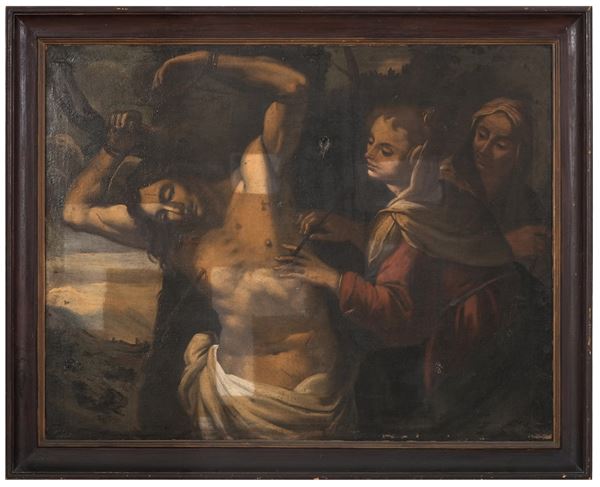 Scuola del XVII secolo San Sebastiano curato dalle pie donne