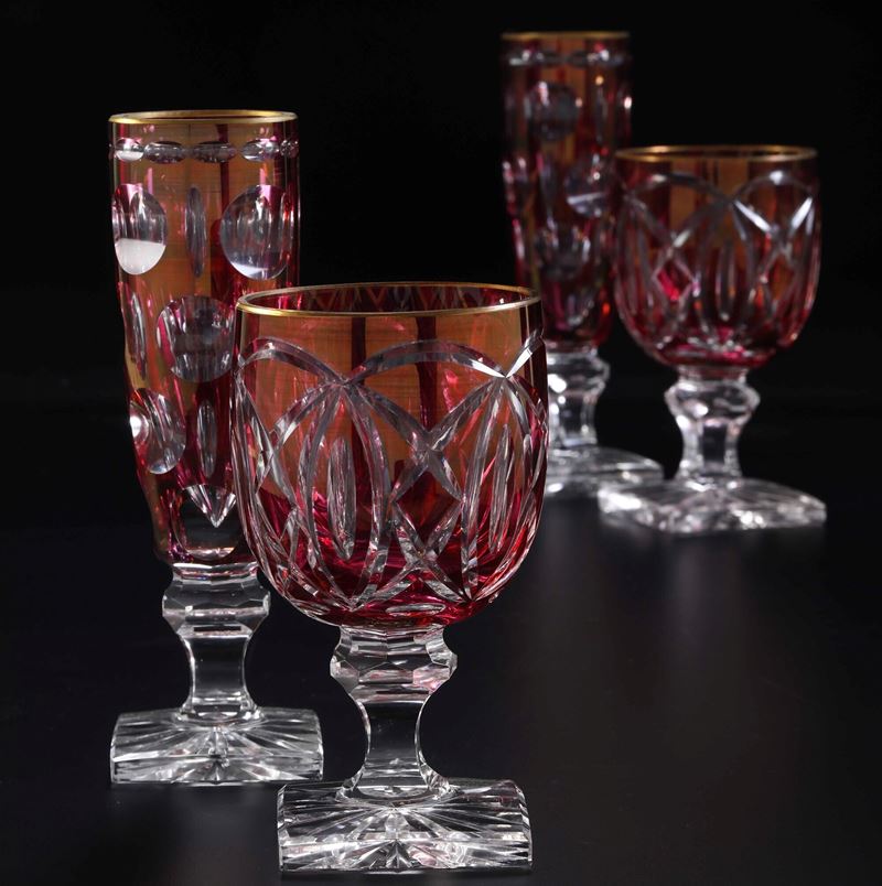 Dodici calici e dodici flûtes. Boemia (?), XX secolo.  - Auction Tableware and Decor - Cambi Casa d'Aste