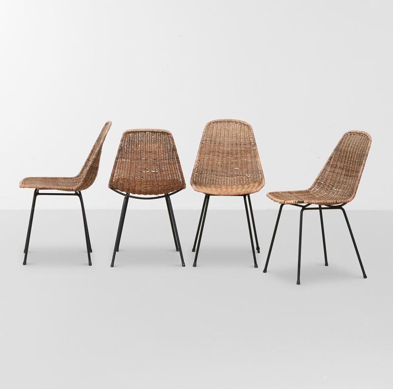 Franco Campo e Carlo Graffi : Set di quattro sedie  - Auction Design Lab - Cambi Casa d'Aste