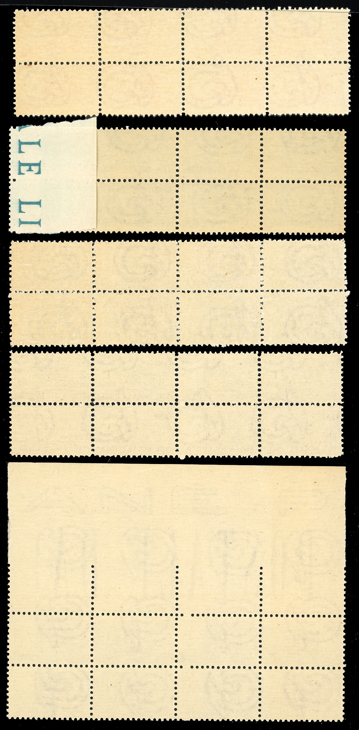 1946/51 - Filigrana ruota, serie completa (66/80), blocchi di quattro, gomma originale integra, f...