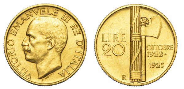 REGNO D'ITALIA. VITTORIO EMANUELE III DI SAVOIA, 1900-1946.  20 Lire 1923. Fascetto.