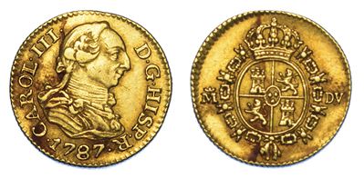 Spagna. Carlos III, 1759-1788. 1/2 Escudo 1787. Madrid.