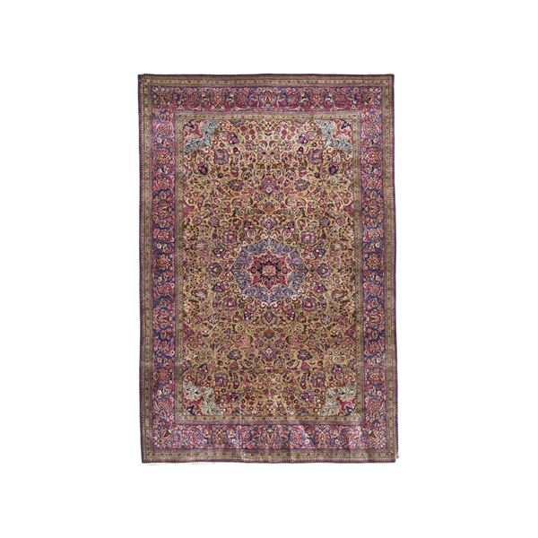 Tappeto Kashan in seta, Persia fine XIX inizio XX secolo