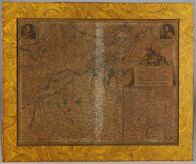 Effell Gerriz, Carta geografica della Marca di Ravensberg, Incisione su rame parzialmente colorat...